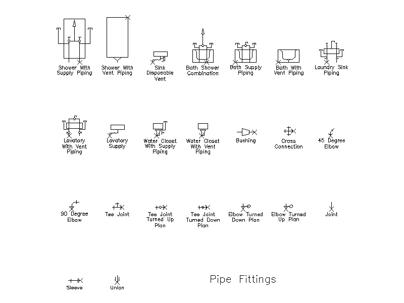 pipe fittings symbols autocad
